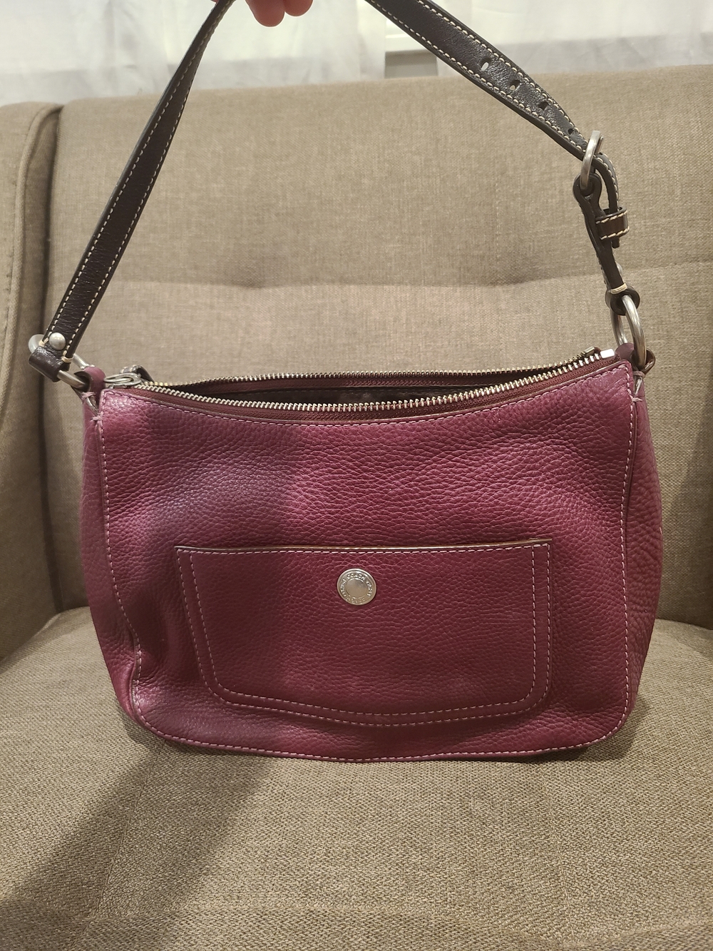 Vintage Y2k Coach Chelsea Hobo Bag In burgundy (F10890)
